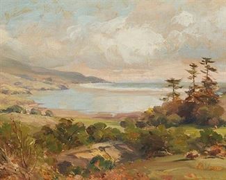 2
Thaddeus Welch
1844-1919
Morning By The Water, 1899
Oil on canvas
Signed and dated lower right: T. Welch
9.5" H x 17.5" W
Estimate: $800 - $1,200