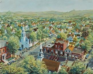 18
Richard Whorf
1906-1966
"Independence Day Or 'The Glorious Fourth'," 1966
Oil on board
Signed upper left: Richard Whorf; signed again, dated, and titled, all verso
24" H x 36" W
Estimate: $3,000 - $5,000