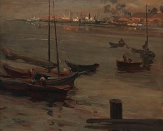 34
Jean Mannheim
1863-1945
Boats In A Harbor
Oil on canvas laid to board
Signed lower right: J. Mannheim
20" H x 24" W
Estimate: $2,000 - $4,000