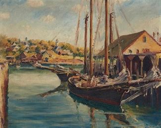 37
Max Kuehne
1880-1968
Harbor Scene
Oil on canvas
Signed lower right: Kuehne
20" H x 24" W
Estimate: $5,000 - $7,000