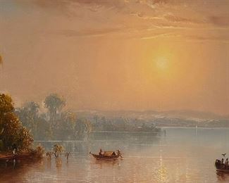 41
Norton Bush
1834-1894
"Aspinwall Bay," 1879
Oil on canvas laid to canvas
Signed and dated lower right: N Bush; titled on the frame plaque
12" H x 20" W
Estimate: $5,000 - $7,000