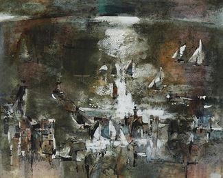 51
Rex Brandt
1914-2000
"Brilliant Day," 1963
Watercolor and mixed media on paper
Signed, titled, and dated lower right: Rex Brandt
Image/Sheet: 20" H x 26" W
Estimate: $2,000 - $3,000