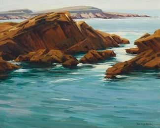 62
Sam Hyde Harris
1889-1977
"Calm Interval"
Oil on canvas
Signed lower right: Sam Hyde Harris; titled on the stretcher; with the estate ink stamp with signature by Maureen St. Gaudens, verso
24" H x 30" W
Estimate: $4,000 - $6,000