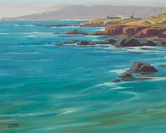 64
Sam Hyde Harris
1889-1977
"Coast Symmetry"
Oil on canvas board
Estate signed lower left: Sam Hyde Harris; titled and numbered 1063 in another hand, verso; with the estate ink stamp with signature by Maureen St. Gaudens, verso
17.75" H X 23.75" W
Estimate: $3,000 - $5,000