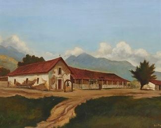 72
John Sykes
1859-1934
Mission San Francisco-Solano
Oil on canvas
Signed and inscribed lower right: John Sykes / San Francisco Del Solano 1823
21" H x 36" W
Estimate: $1,000 - $2,000