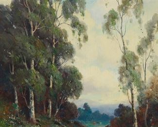 86
Ransome Gillet Holdredge
1836-1899
"Along The Creek," 1891
Oil on canvas laid to synthetic fabric
Signed and dated lower left: R.G. Holdredge
36" H x 22" W
Estimate: $2,000 - $3,000