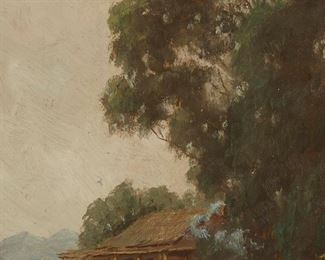 87
John Marshall Gamble
1863-1957
Cottage In The Woods
Oil on artist board
Signed lower left: John M Gamble
12.5" H x 7" W
Estimate: $3,000 - $4,000