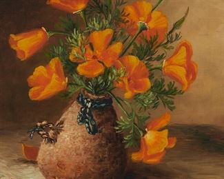 89
Ellen Burpee Farr
1840-1907
Still Life Of Poppies, 1891
Oil on canvas
Signed and dated lower right: Ellen B. Farr
14" H x 12" W
Estimate: $1,000 - $1,500
