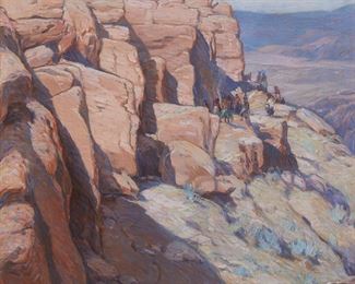 103
Carl Oscar Borg
1879-1947
"Hopi Rain Dance"
Oil on canvas laid to canvas
Signed lower left: Carl Oscar Borg
30" H x 30" W
Estimate: $20,000 - $30,000