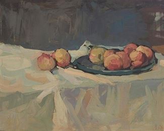 114
Si Chen Yuan
1911-1974
"Merry Peach," Circa 1960
Oil on canvas
Signed lower right: S.C. Yuan; titled on the upper stretcher bar, verso
18" H x 24" W
Estimate: $3,000 - $5,000