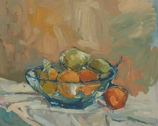 115
Attributed To Si Chen Yuan
1911-1974
Still Life With Oranges And Pears
Oil on canvas
Appears unsigned
24" H x 24" W
Estimate: $4,000 - $6,000
