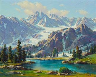 119
Paul Grimm
1891-1974
"Palisade Glacier"
Oil on canvas
Signed lower left: Paul Grimm; titled in pencil on the stretcher
24" H x 30" W
Estimate: $2,000 - $3,000