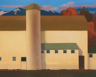 144
Gary Ernest Smith
b. 1942
"Barn In Low Light"
Oil on linen
Signed lower right: Gary Ernest Smith; signed again and titled on the stretcher: © Gary Ernest Smith
40" H x 60" W
Estimate: $8,000 - $12,000