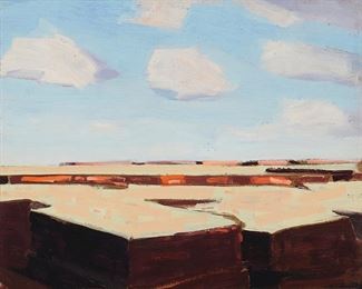 145
Conrad Buff
1886-1975
Canyonlands
Oil on artist board laid to wood panel
Estate signed lower right: Conrad Buff; the estate ink stamp with signature by Mary Elizabeth Buff on the verso of the original thin board
16" H x 20" W
Estimate: $5,000 - $7,000