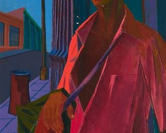 146
Edward Arnold Reep
1918-2013
"Los Angeles Shoeshine," 1948
Oil on canvas
Signed lower left: Reep; titled on a frame plaque; dated by repute
30" H x 20" W
Estimate: $1,000 - $2,000