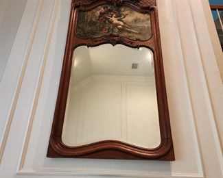 this mirror is from the estate of Anna Dodge, the widow of Horace Dodge, one of the Dodge brothers, Most likely from France, the 75 room mansion was full of French antiques, including furniture that belonged to Marie Antoinette.