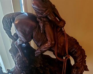 Austin Productions Inc, Cowboy Riding Horse Down Hill Statue, 19"