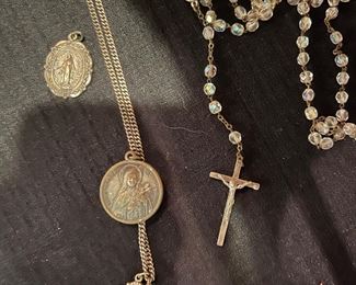 Collection of Very Old Religious Medals & Vintage Rosaries