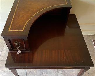 Lovely Mahogany Corner Table with Leather Embossed Top