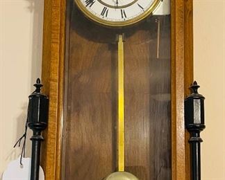 Oblong Wooden Clock with Black Trim 