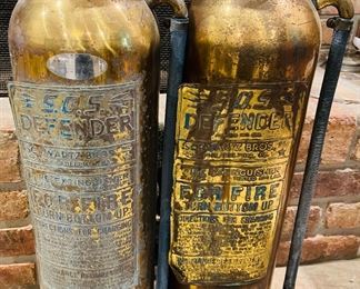Vintage Brass Fire Extinguishers 