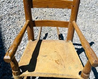 Very Old Primitive  Child’s Cowhide Rocker 