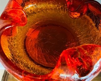 Mid Century Hand Blown Glass Ashtray