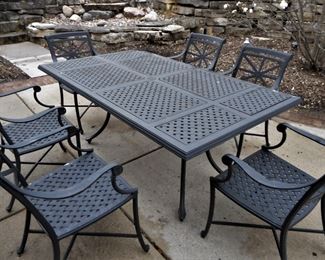 7 Piece Cast Aluminum Patio Dining Set - Like NEW