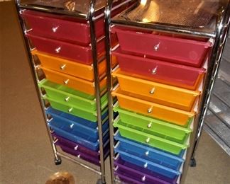 Pair of 10 Drawer Rolling Carts