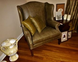 Benson Leather Wingback Chair