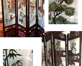 6 Panel 20th Century Chinese Suzhou SU EMBROIDERY DOUBLE SIDED Glass, Wood & Silk Embroidery Screen Room Divider, Has 2 Minor Issues with Glass (Hand Silk Embroidery is in great shape) $3,000 It is Amazing!