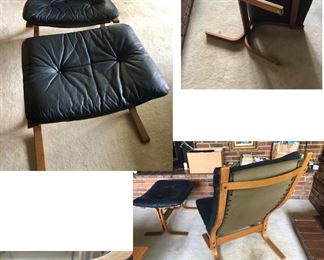 MCM Authentic Vintage Mid Century Ingmar Relling Chair & Ottoman Navy Blue, Excellent Condition, Original Owners $1,250