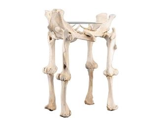 Glass Top Bone End Table