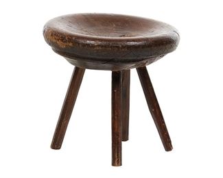 Rustic Wood Stool from the estate of Larry McMurtry