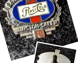 Pepsi-Cola 10 Year Sterling Safety Pin