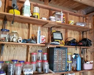 Jars and containers of fasteners 