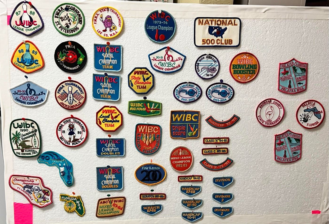 Large collection of WBA patches and pins -- very collectible