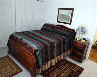 Antique full bed and night stand.