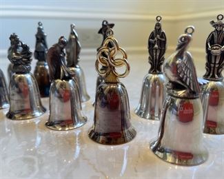 Reed and Barton '12 Days of Christmas" Bells.  Silver plate.  Complete Set.