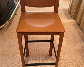 Matteo Grassi Italian gold-tone leather bar stool.  Four available