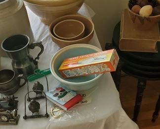 Yellow ware, other pottery and pewter