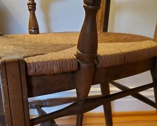 Very unique feature of ladder back rush tray - arm support spindle