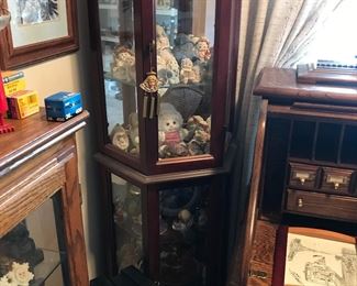3 curio cabinets full of small collectibles! This one has Snow Babies!