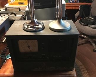 Another short wave radio! 2 vintage mic's on top!
