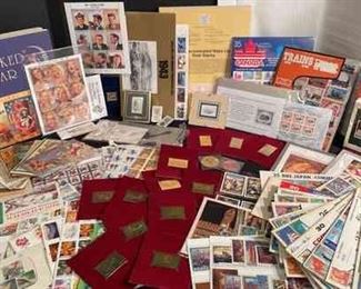 001 Stamps Special Issues, 22kt Gold Stamp Replicas, Puzzle Postcards, and More