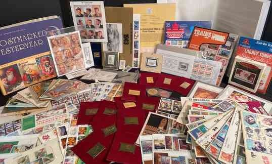 001 Stamps Special Issues, 22kt Gold Stamp Replicas, Puzzle Postcards, and More