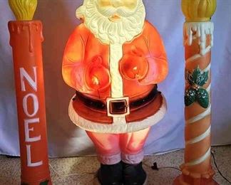 003 Vintage Porch Sized Blow Mold Santa And Candles