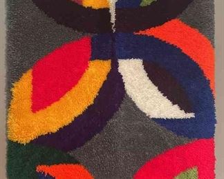 005 Hanging Latch Hook Carpet 49x33 With Accompanying Decorative Rod 53in