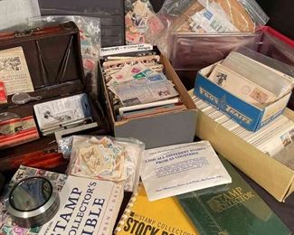 Collect Stamps, Postcards And First Day Covers From Yesteryear, Kit With Tweezers, and More