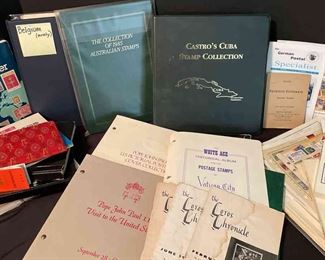 Collection Of Stamps Some In Albums From The Vatican, Germany, Cuba, Belgium And Japan